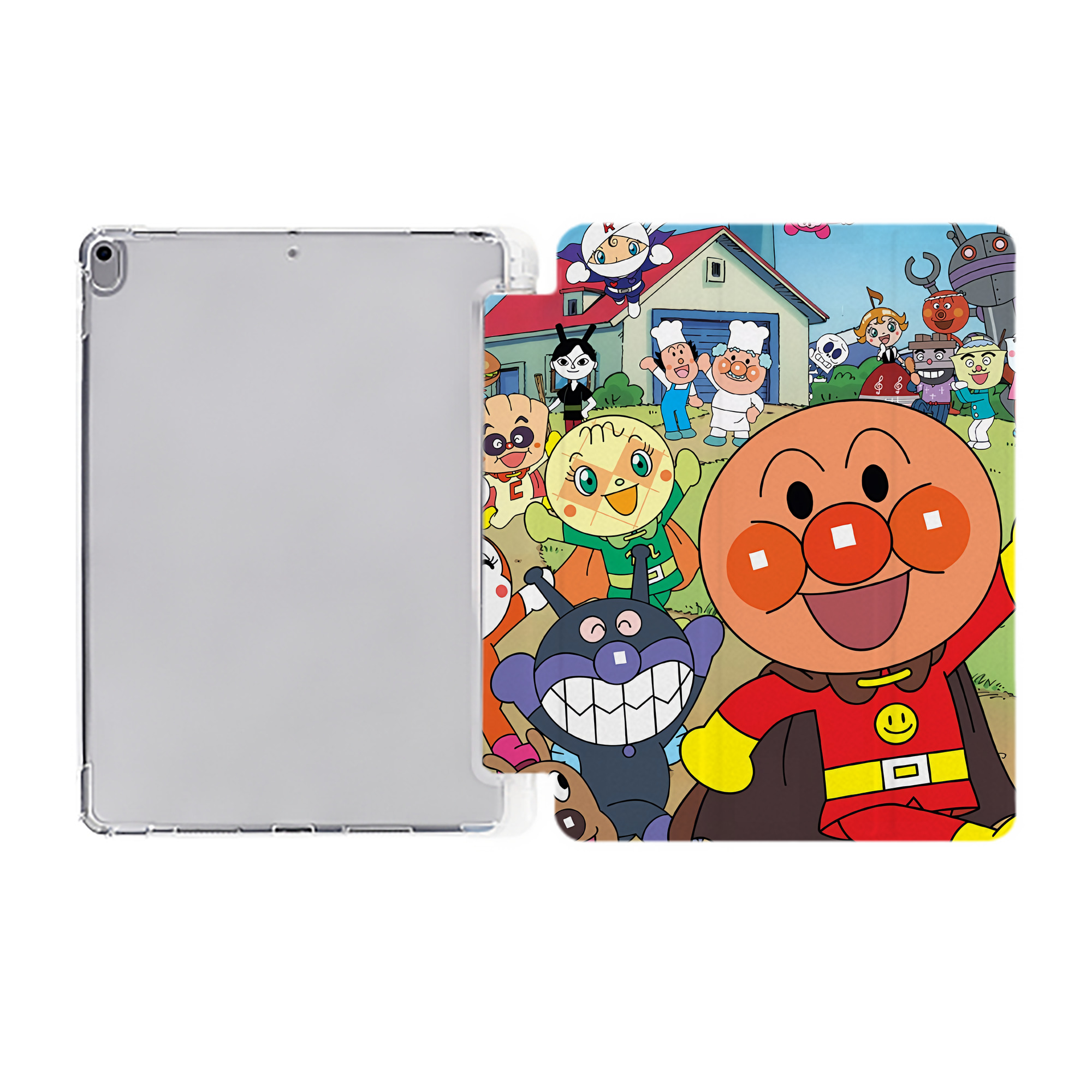 （画像用） アンパンマン Anpanman IPad ケース ペン収納付き 三つ折りスタンド PUレザー×シリコン 対応機種9.5/10.5/10.9インチ